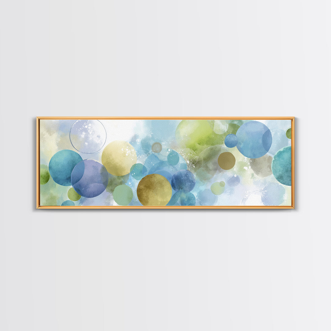 Soap Bubbles Rendered as Playful Abstract Circles Canvas Print, Laundry Room Art, Farmhouse Wall Decor, Living Room Decor, LRA-3x1-94