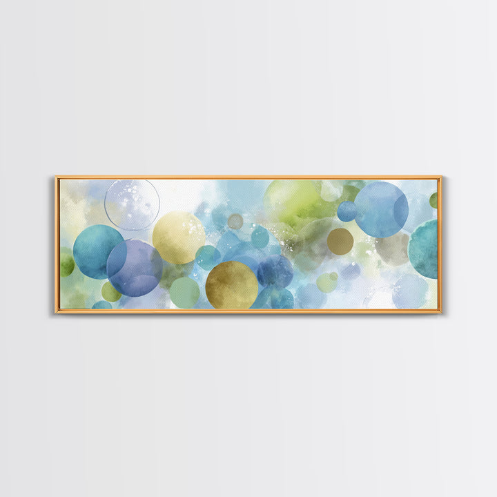 Soap Bubbles Rendered as Playful Abstract Circles Canvas Print, Laundry Room Art, Farmhouse Wall Decor, Living Room Decor, LRA-3x1-94