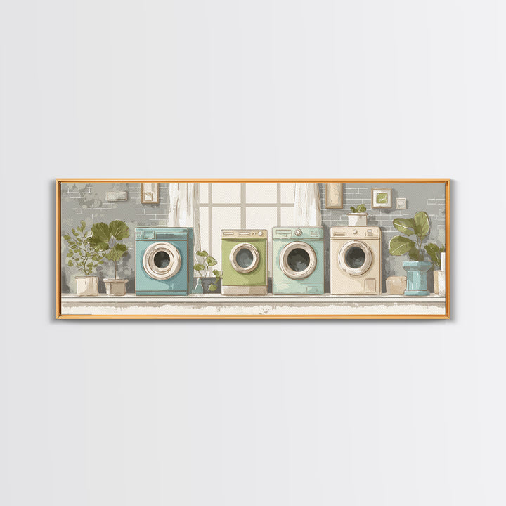 Washing Machine Icon Graphic Without Text Canvas Print, Laundry Room Art, Whimsical Art, Living Room Decor, Fine Art, Clean, LRA-3x1-98