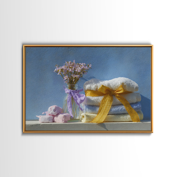Lavender Sachet and Ribbon Still Life Canvas Print, Laundry Room Art, Farmhouse Wall Decor, Living Room Decor, Fine Art, Clean, LRA-3x2-21