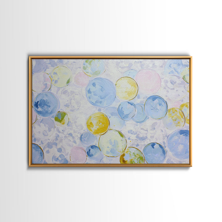 Soap Bubbles Rendered as Playful Abstract Circles Canvas Print, Laundry Room Art, Farmhouse Wall Decor, Living Room Decor, LRA-3x2-34