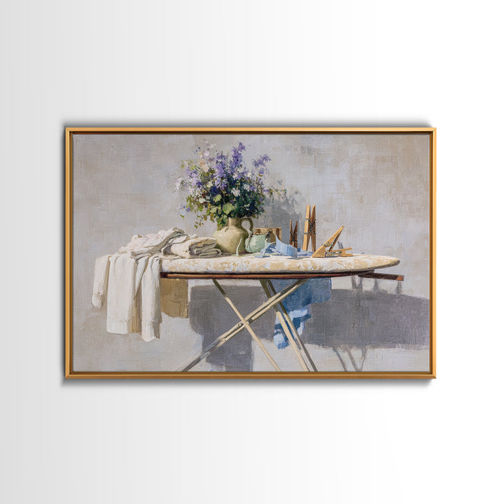 Ironing Board Still Life Canvas Print, Laundry Room Art, Oil Painting, Living Room Decor, Watercolor Art, Clean, LRA-3x2-4