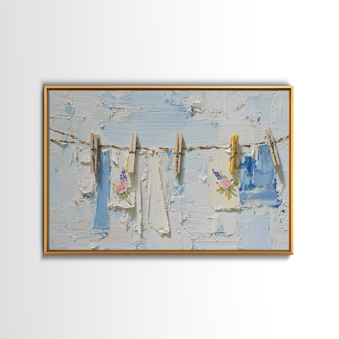 Linen Texture Abstract Framed Canvas Print, Laundry Room Art, Minimalist Wall Art, Living Room Decor, Abstract Art, Clean, LRA-3x2-40