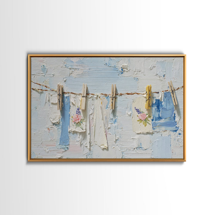 Linen Texture Abstract Framed Canvas Print, Laundry Room Art, Minimalist Wall Art, Living Room Decor, Abstract Art, Clean, LRA-3x2-40