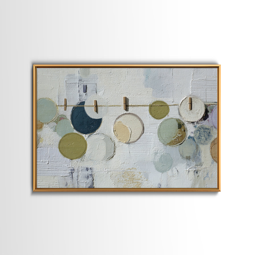Soap Bubbles Rendered as Playful Abstract Circles Canvas Print, Laundry Room Art, Farmhouse Wall Decor, Living Room Decor, LRA-3x2-58