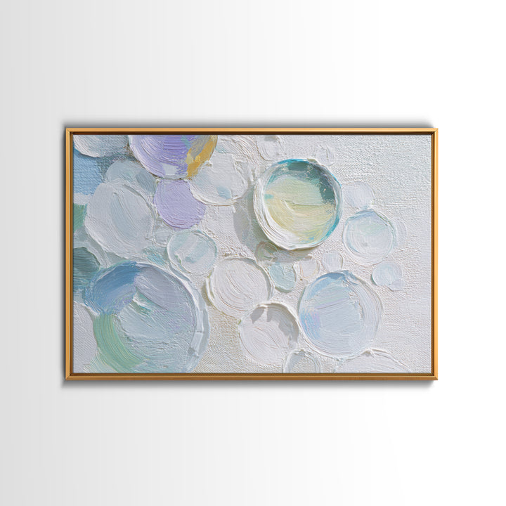 Soap Bubbles Rendered as Playful Abstract Circles Canvas Print, Laundry Room Art, Downloadable Art, Living Room Decor, Clean, LRA-3x2-82