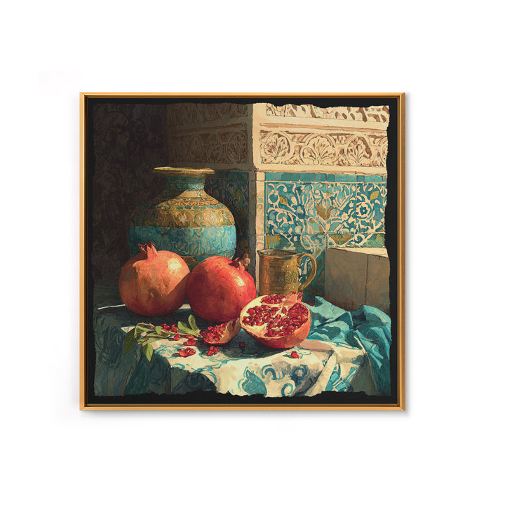 Pomegranate Still Life Canvas Print, Mediterranean Art, Fine Art Print, Living Room Decor, Fine Art, Azure, Original Painting, MAR-1x1-91