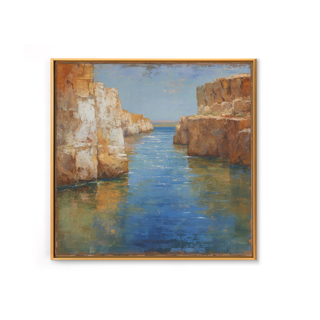 Coastal Cliffs with Sparkling Blue Water Canvas Print, Mediterranean Art, Coastal Wall Decor, Living Room Decor, Azure, MAR-1x1-92