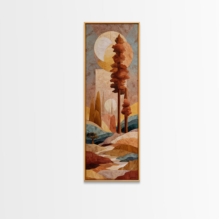 Warm Terra Cotta Abstract Landscape Canvas Print, Mediterranean Art, Watercolor Art, Living Room Decor, Fine Art, Azure, MAR-1x3-2