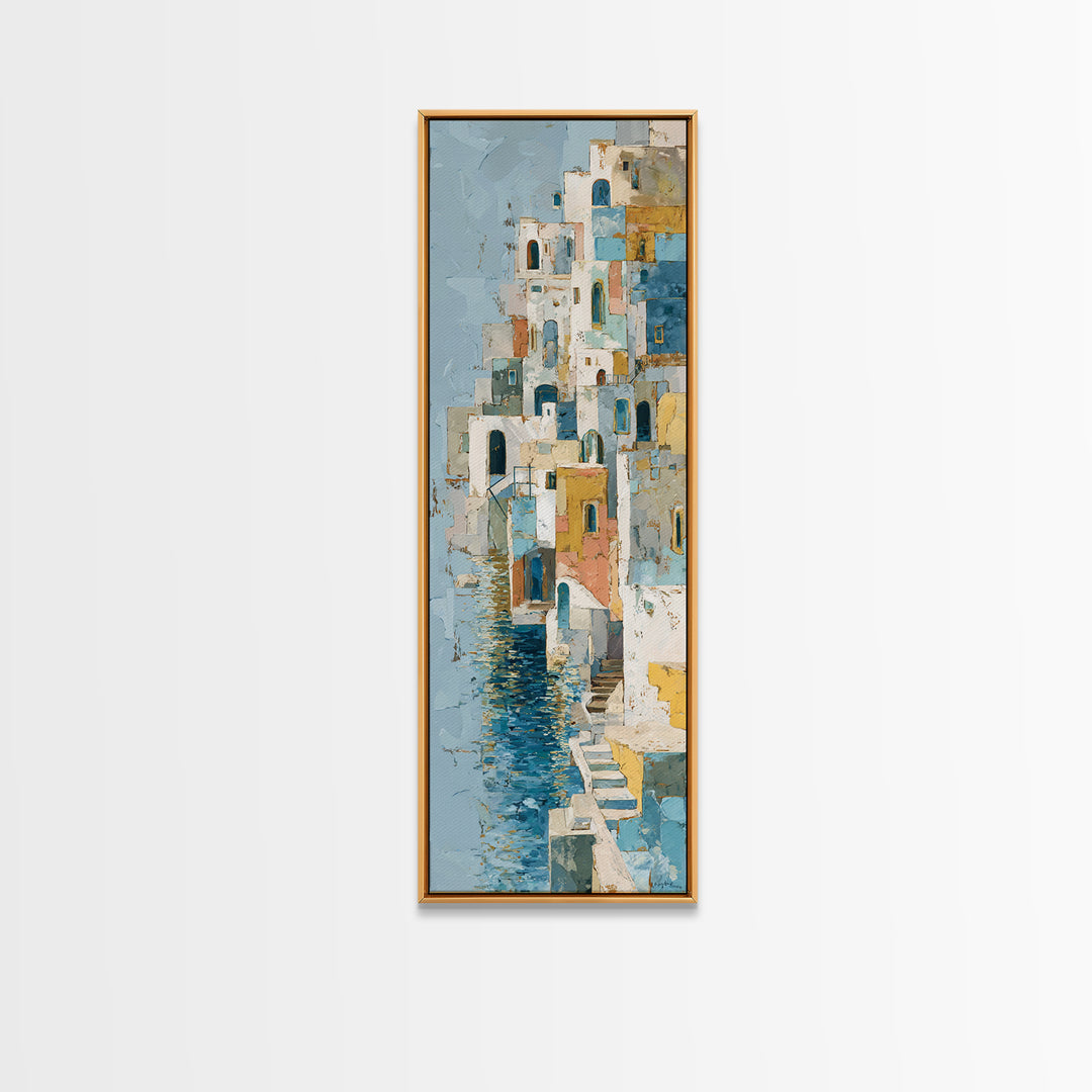 Coastal Cliffs with Sparkling Blue Water Canvas Print, Mediterranean Art, Neutral Decor, Living Room Decor, Fine Art, Azure, MAR-1x3-32