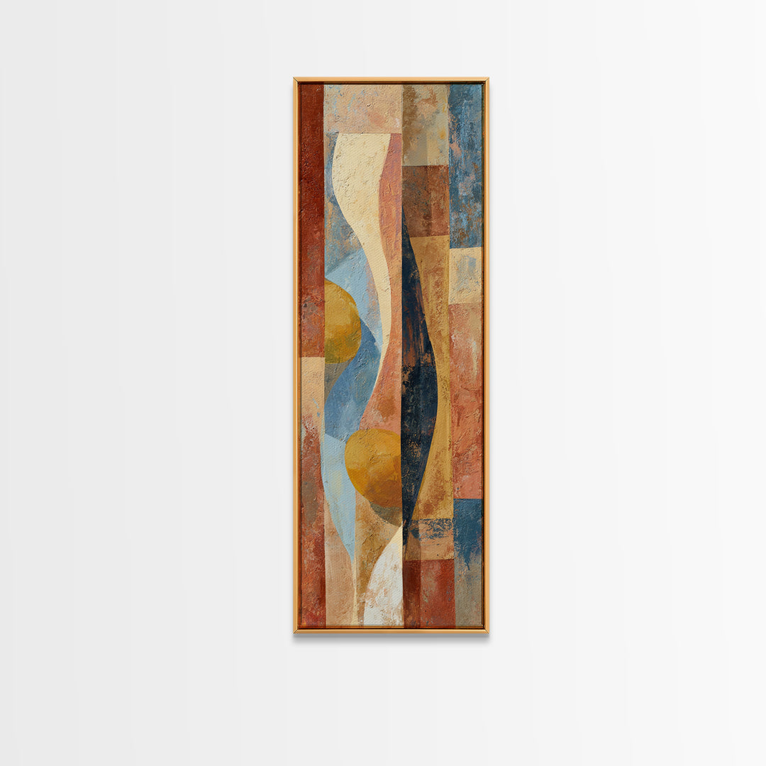Olive Branch and Lemons on Terracotta Ground Canvas Print, Mediterranean Art, Beach Wall Art, Living Room Decor, Azure, MAR-1x3-38