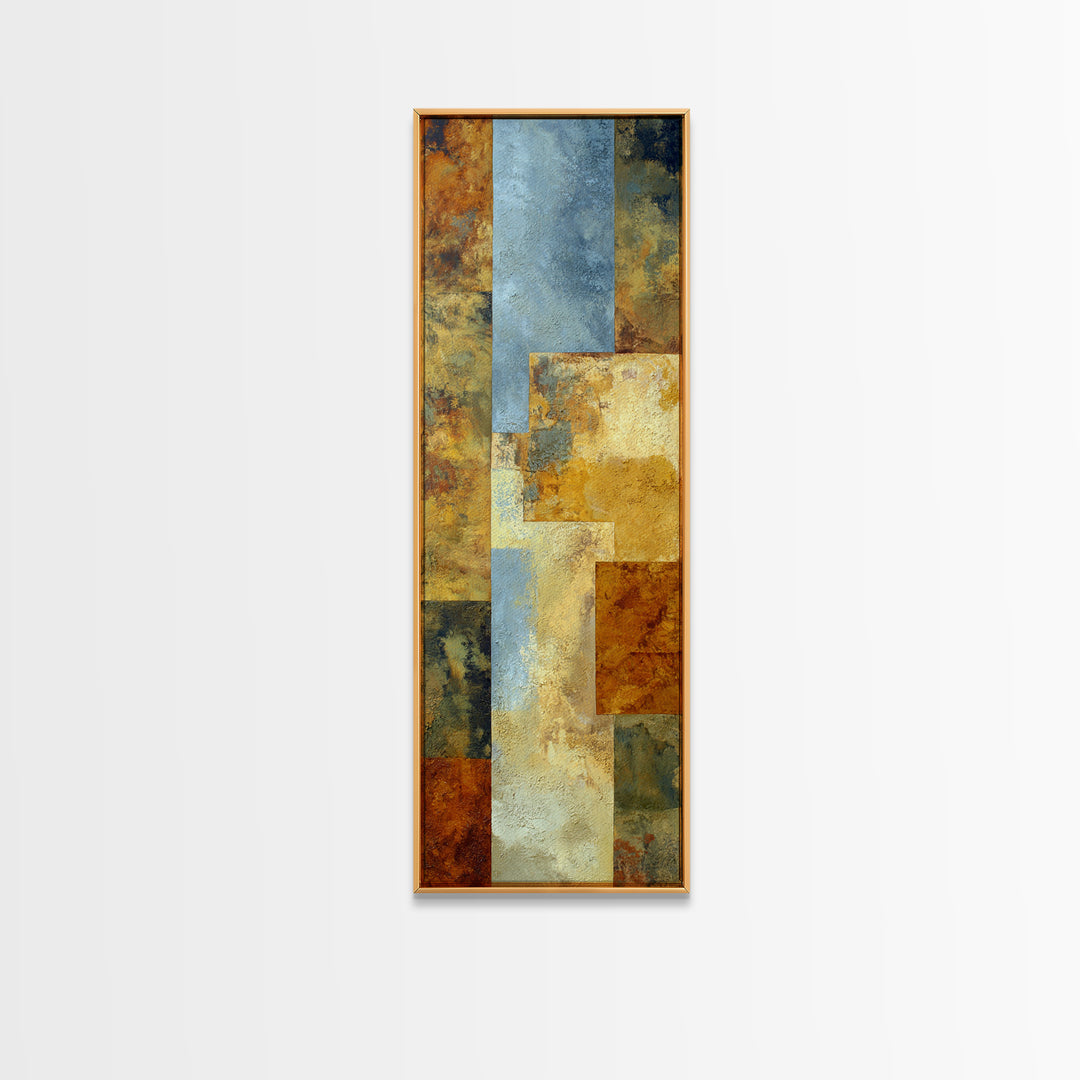 Warm Terra Cotta Abstract Landscape Framed Canvas Print, Mediterranean Art, Gallery Wall Art, Living Room Decor, Azure, MAR-1x3-50