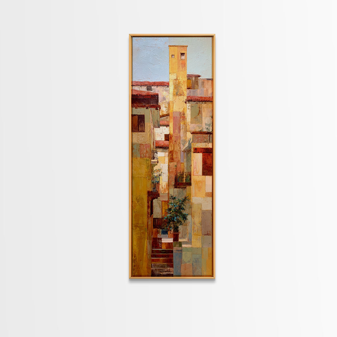 Sunset over Red Tiled Rooftops Canvas Print, Mediterranean Art, Printable Wall Art, Living Room Decor, Fine Art, Azure, MAR-1x3-59