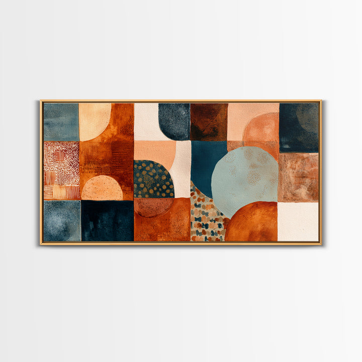 Warm Terra Cotta Abstract Landscape Canvas Print, Mediterranean Art, Room Decor, Living Room Decor, Azure, Printable Art, MAR-2x1-82