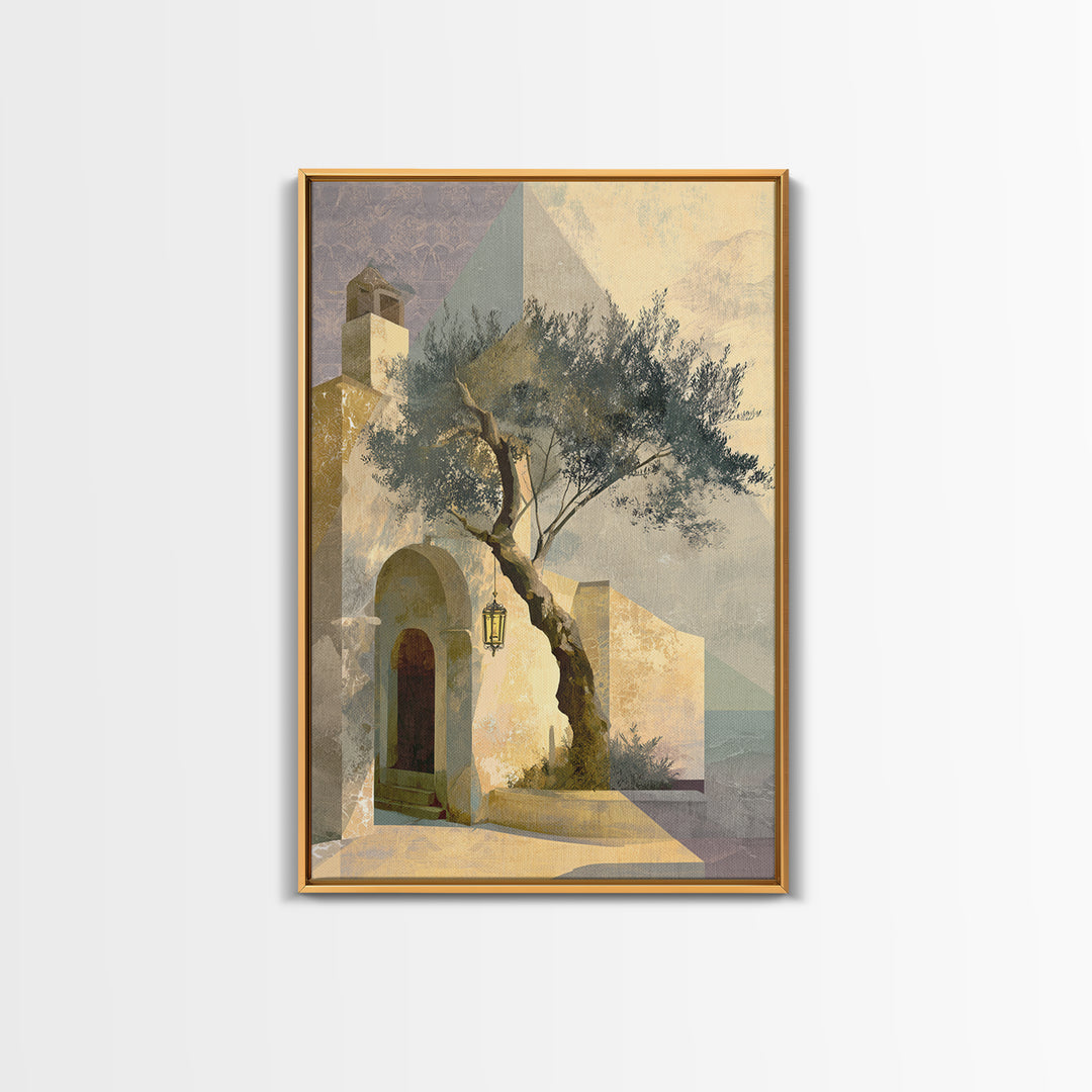 Olive Grove under Pale Morning Light Canvas Print, Mediterranean Art, Minimalist Decor, Living Room Decor, Fine Art, Azure, MAR-2x3-49