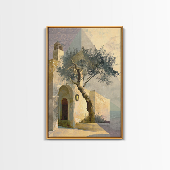 Olive Grove under Pale Morning Light Canvas Print, Mediterranean Art, Minimalist Decor, Living Room Decor, Fine Art, Azure, MAR-2x3-49