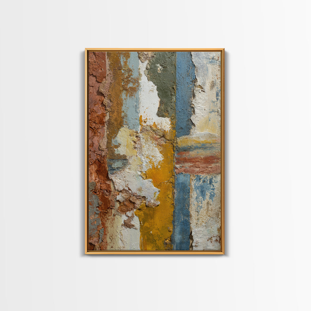 Warm Terra Cotta Abstract Landscape Framed Canvas Print, Mediterranean Art, Original Painting, Living Room Decor, Azure, MAR-2x3-94