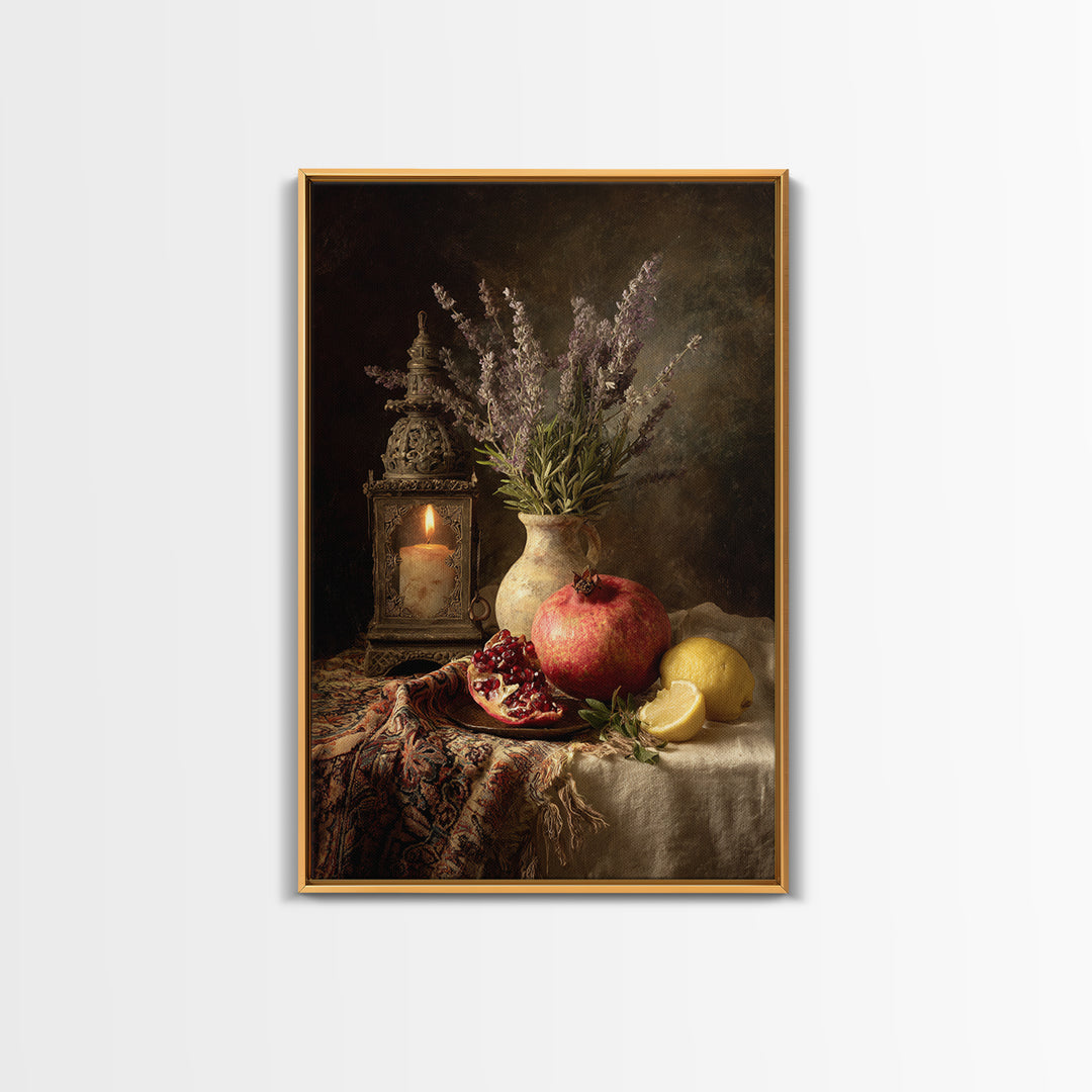 Pomegranate Still Life Canvas Print, Mediterranean Art, Printable Wall Art, Living Room Decor, Fine Art, Azure, Modern Wall Art, MAR-2x3-99
