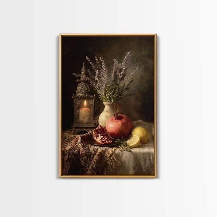 Pomegranate Still Life Canvas Print, Mediterranean Art, Printable Wall Art, Living Room Decor, Fine Art, Azure, Modern Wall Art, MAR-2x3-99