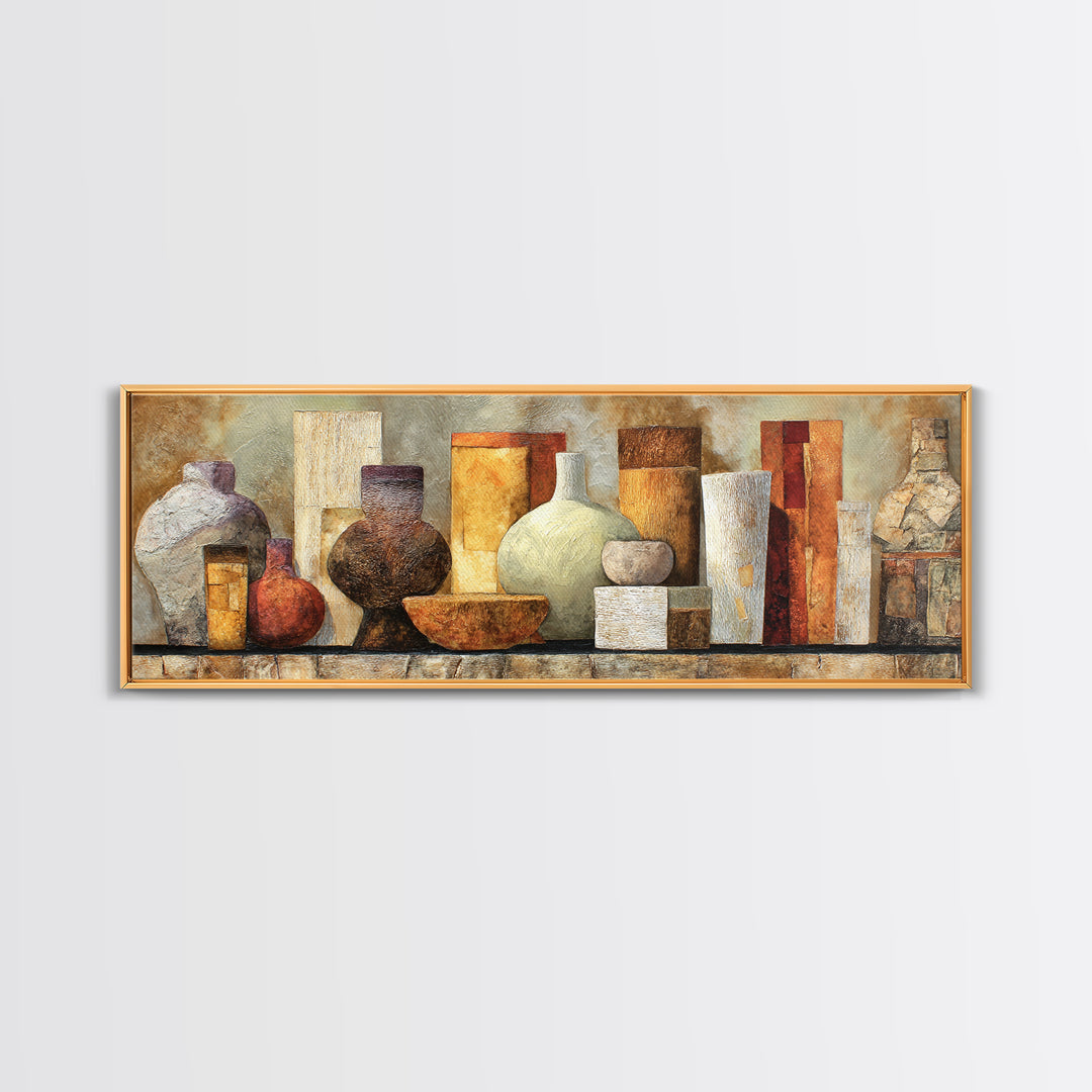Warm Terra Cotta Abstract Landscape Canvas Print, Mediterranean Art, Room Decor, Living Room Decor, Azure, Printable Art, MAR-3x1-30