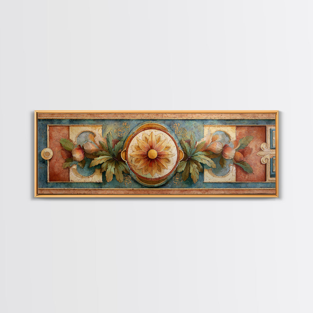 Greek Vase Modern Floral Design Canvas Print, Mediterranean Art, Fine Art Print, Living Room Decor, Fine Art, Azure, MAR-3x1-31