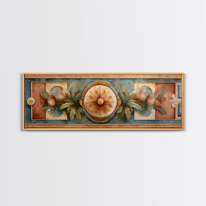 Greek Vase Modern Floral Design Canvas Print, Mediterranean Art, Fine Art Print, Living Room Decor, Fine Art, Azure, MAR-3x1-31