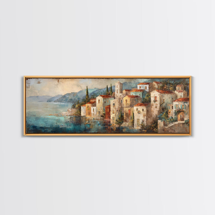 Coastal Cliffs with Sparkling Blue Water Canvas Print, Mediterranean Art, Living Room Art, Living Room Decor, Fine Art, Azure, MAR-3x1-36