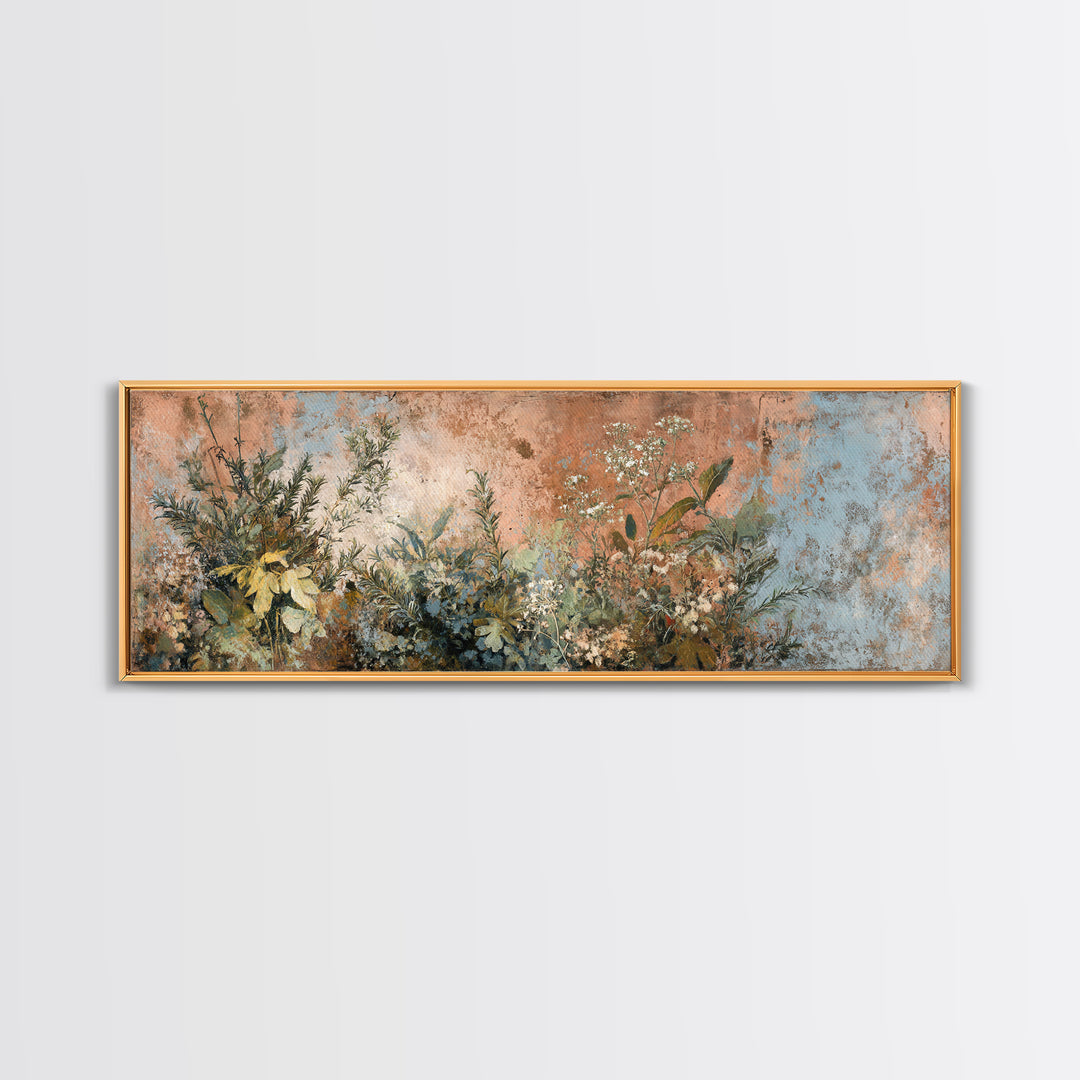Wild Herbs Rosemary and Thyme Botanical Study Canvas Print, Mediterranean Art, Travel Poster, Living Room Decor, Oil Painting, MAR-3x1-40