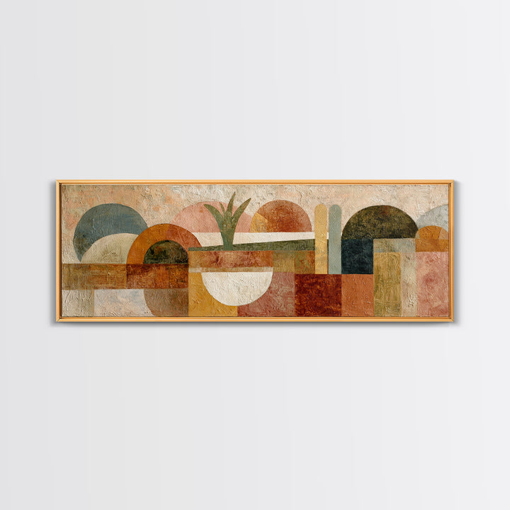 Warm Terra Cotta Abstract Landscape Canvas Print, Mediterranean Art, Textured Painting, Living Room Decor, Oil Painting, Azure, MAR-3x1-78