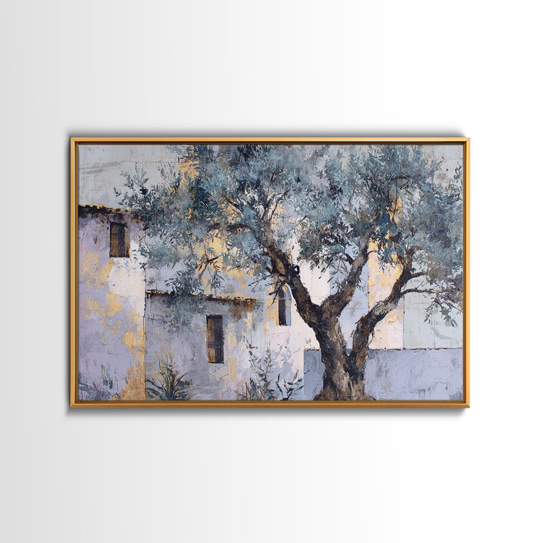 Olive Grove under Pale Morning Light Canvas Print, Mediterranean Art, Farmhouse Decor, Living Room Decor, Fine Art, Azure, MAR-3x2-21