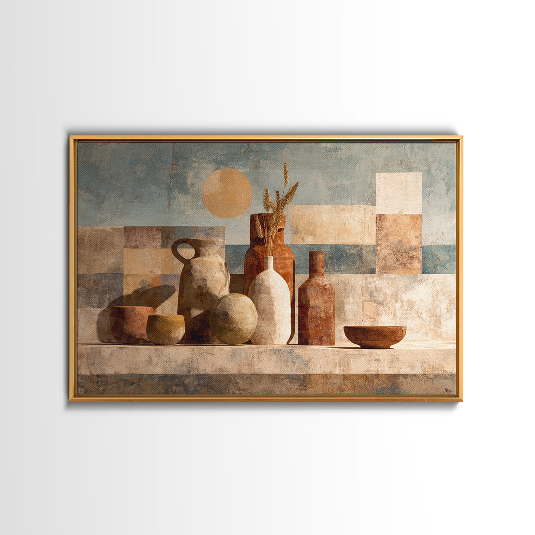 Warm Terra Cotta Abstract Landscape Canvas Print, Mediterranean Art, Printable Art, Living Room Decor, Fine Art, Azure, MAR-3x2-66