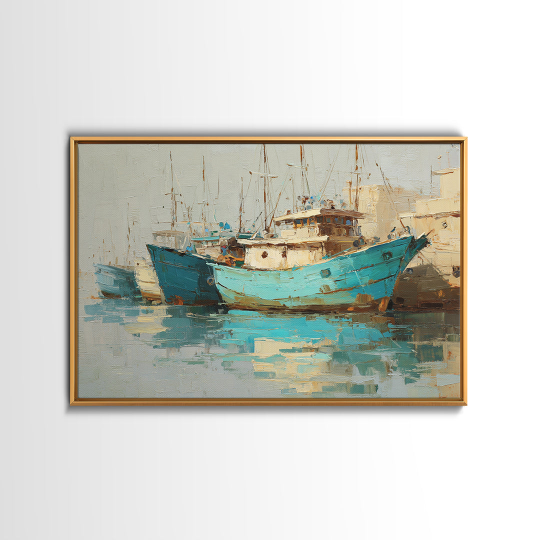 Spanish Tile Ornament Canvas Print, Mediterranean Art, Landscape Painting, Living Room Decor, Fine Art, Azure, Fine Art Print, MAR-3x2-68