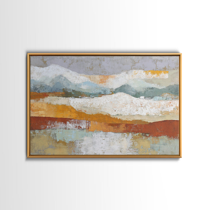 Warm Terra Cotta Abstract Landscape Framed Canvas Print, Mediterranean Art, Modern Wall Art, Living Room Decor, Watercolor Art, MAR-3x2-90