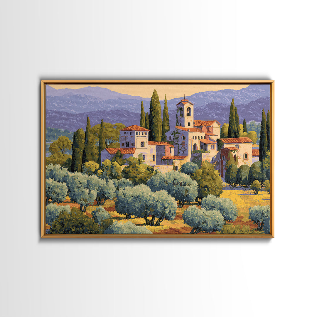 Olive Grove under Pale Morning Light Canvas Print, Mediterranean Art, Beach Wall Art, Living Room Decor, Fine Art, Azure, MAR-3x2-93