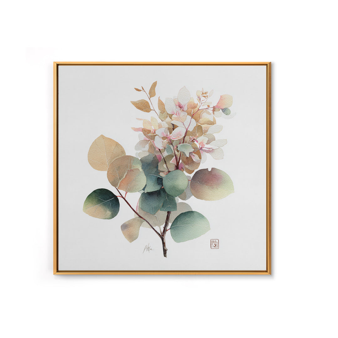 Gentle Eucalyptus Watercolor Branches Framed Canvas Print, Master Bedroom, Art Print, Bedroom Decor, Oil Painting, Sanctuary, MAS-1x1-12