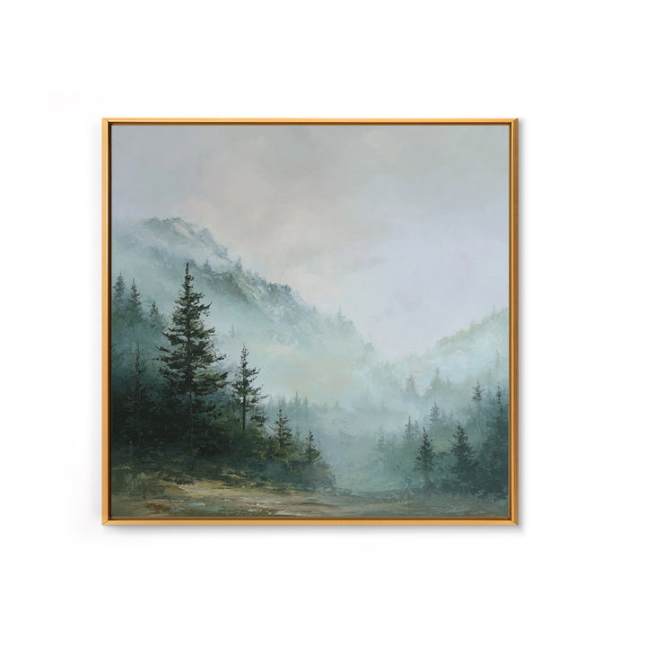 Calm Misty Forest Panorama Framed Canvas Print, Master Bedroom, Wedding Decor, Bedroom Decor, Sanctuary, Rustic Home Decor, MAS-1x1-28