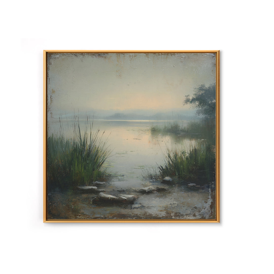 Serene Lake with Pale Morning Reflection Canvas Print, Master Bedroom, Bedroom Prints, Bedroom Decor, Fine Art, Sanctuary, MAS-1x1-31