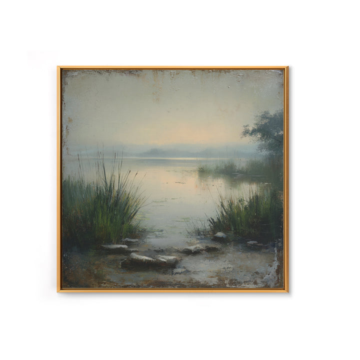 Serene Lake with Pale Morning Reflection Canvas Print, Master Bedroom, Bedroom Prints, Bedroom Decor, Fine Art, Sanctuary, MAS-1x1-31