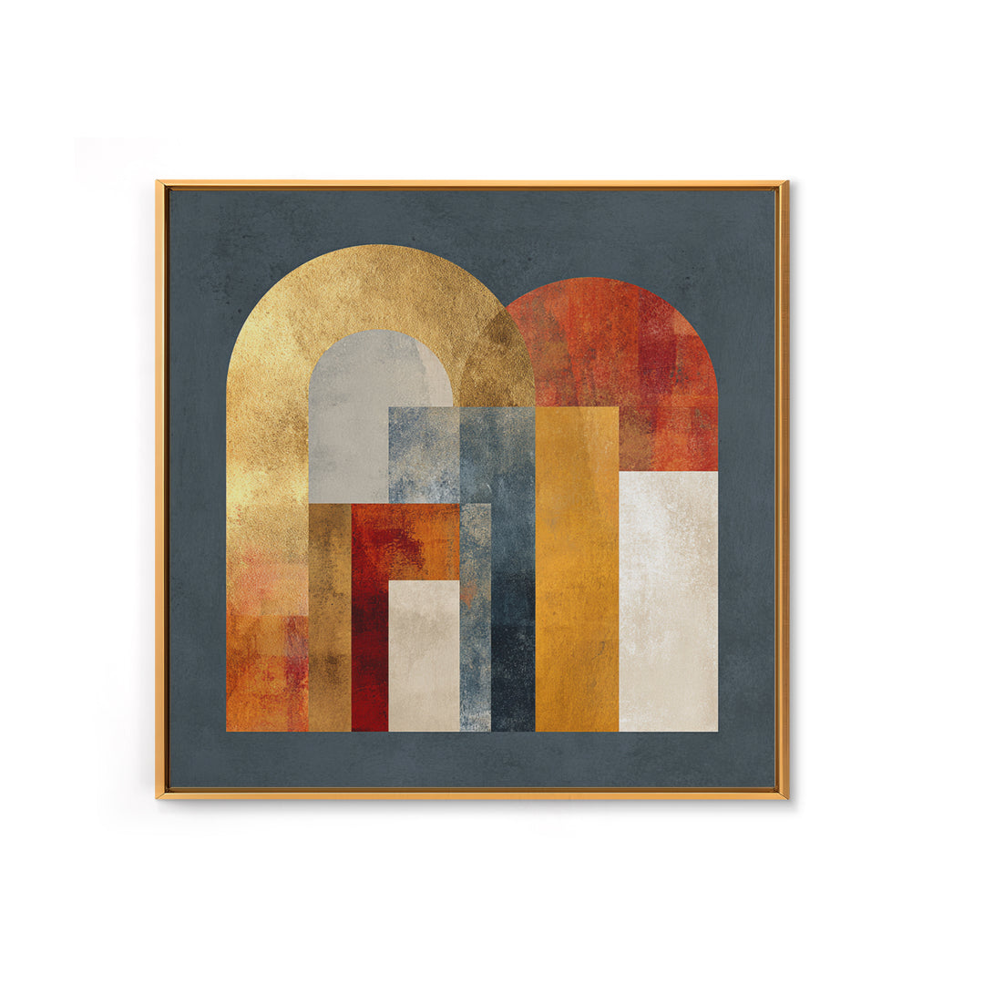 Gold Accented Abstract Arches Framed Canvas Print, Master Bedroom, Gallery Decor, Bedroom Decor, Fine Art, Sanctuary, MAS-1x1-32