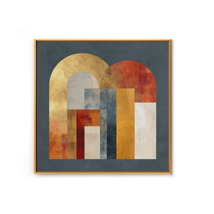 Gold Accented Abstract Arches Framed Canvas Print, Master Bedroom, Gallery Decor, Bedroom Decor, Fine Art, Sanctuary, MAS-1x1-32