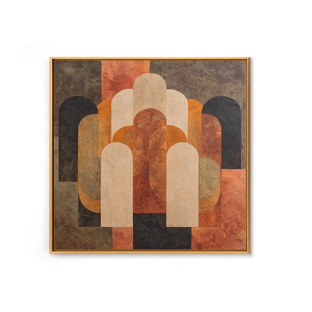 Gold Accented Abstract Arches Framed Canvas Print, Master Bedroom, Farmhouse Decor, Bedroom Decor, Abstract Art, Sanctuary, MAS-1x1-56