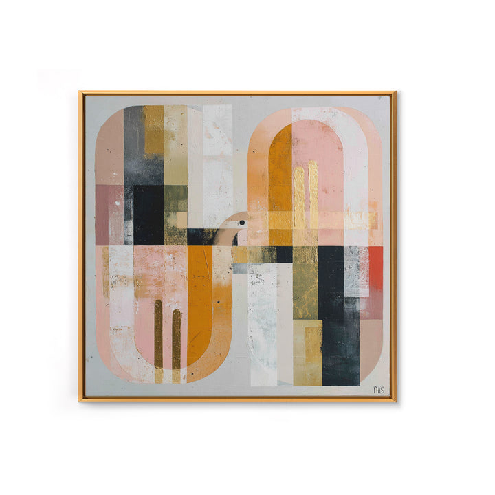 Gold Accented Abstract Arches Framed Canvas Print, Master Bedroom, Bedroom Decor, Fine Art, Sanctuary, Living Room Prints, MAS-1x1-8