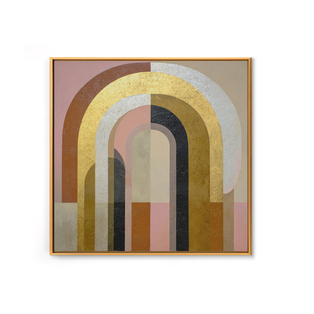 Gold Accented Abstract Arches Framed Canvas Print, Master Bedroom, Fine Art Print, Bedroom Decor, Abstract Art, Sanctuary, MAS-1x1-80