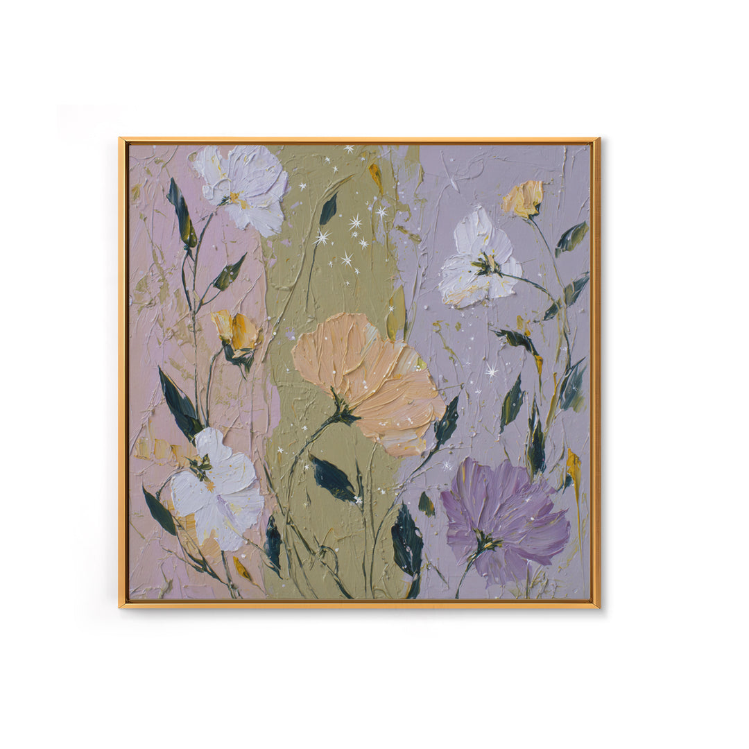 Night Garden with Pale Flowers and Stars Canvas Print, Master Bedroom, Fine Art Print, Bedroom Decor, Watercolor Art, Sanctuary, MAS-1x1-95