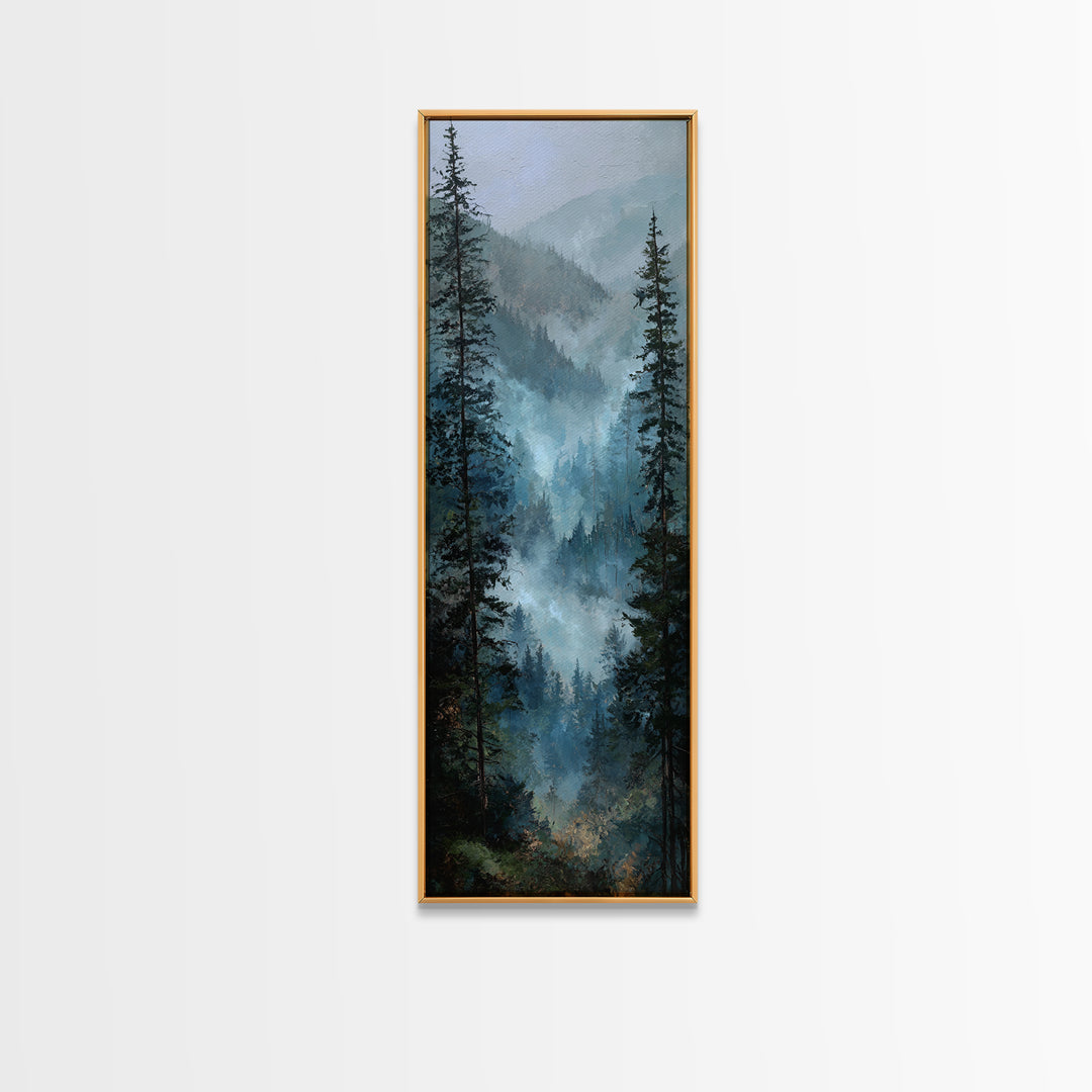 Calm Misty Forest Panorama Canvas Print, Master Bedroom, Bedroom Wall Art, Bedroom Decor, Oil Painting, Sanctuary, MAS-1x3-40