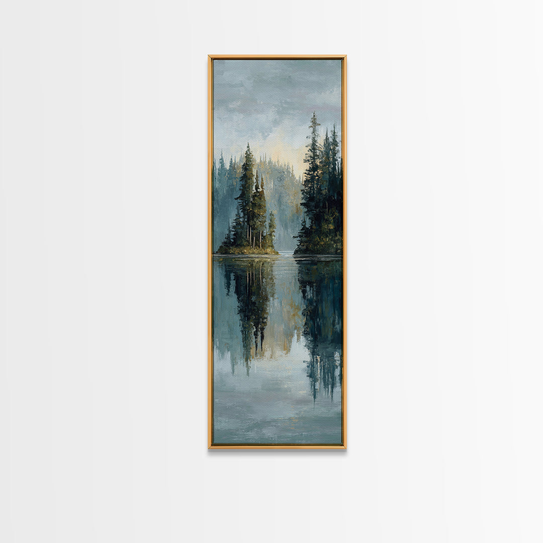 Serene Lake with Pale Morning Reflection Canvas Print, Master Bedroom, Bedroom Prints, Bedroom Decor, Fine Art, Sanctuary, MAS-1x3-43