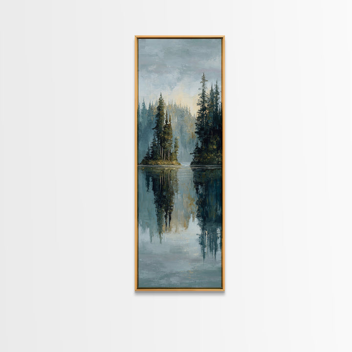 Serene Lake with Pale Morning Reflection Canvas Print, Master Bedroom, Bedroom Prints, Bedroom Decor, Fine Art, Sanctuary, MAS-1x3-43