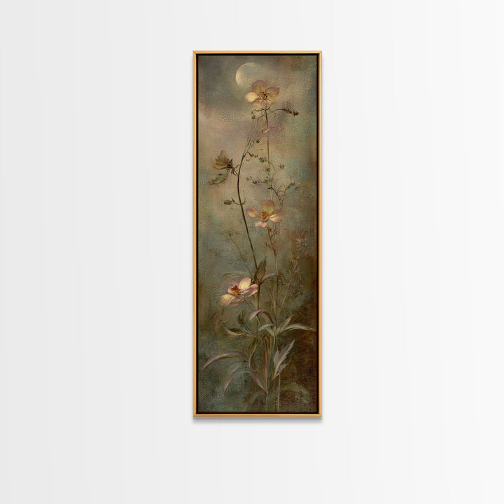 Dreamy Celestial Moon and Botanical Composition Canvas Print, Master Bedroom, Rustic Home Decor, Bedroom Decor, Sanctuary, MAS-1x3-47