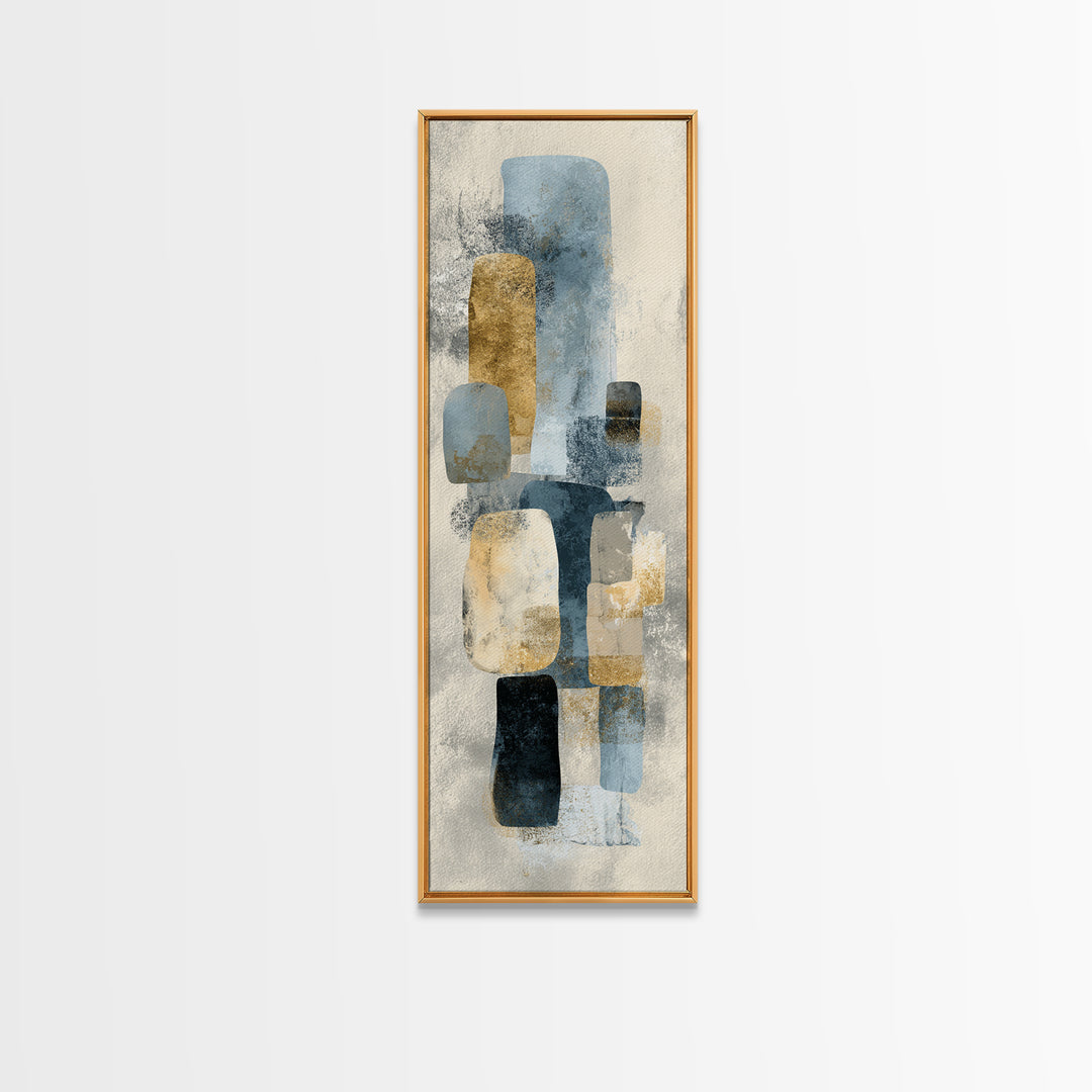 Minimal Stone Shapes Framed Canvas Print, Master Bedroom, Printable Art, Bedroom Decor, Abstract Art, Sanctuary, MAS-1x3-52
