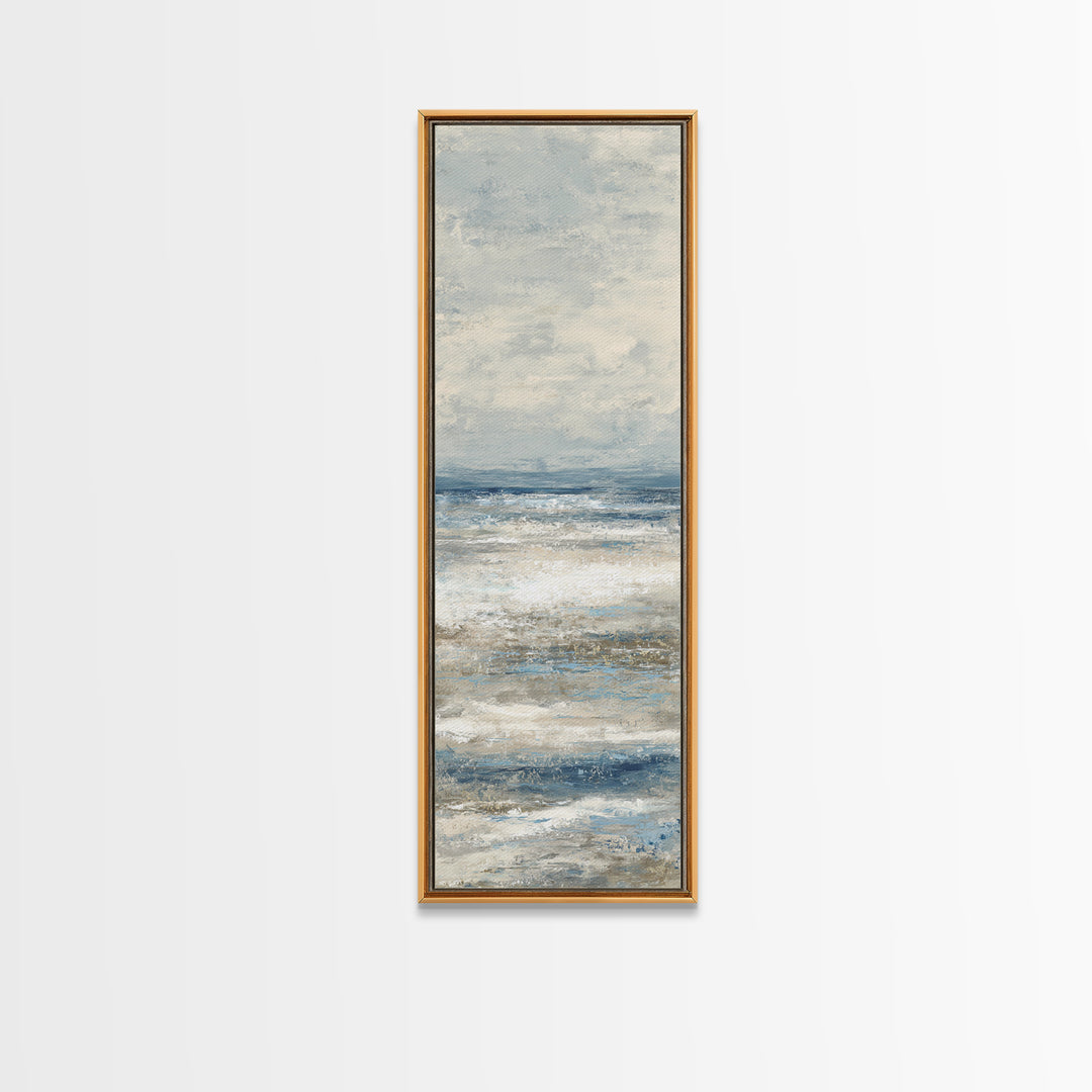 Elegant Moonlit Ocean Horizon Framed Canvas Print, Master Bedroom, Printable Wall Art, Bedroom Decor, Fine Art, Sanctuary, MAS-1x3-61